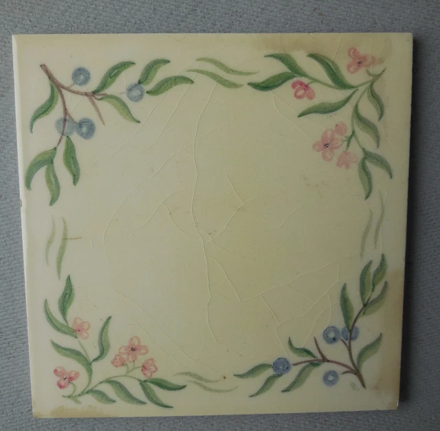 Packard & Ord Pilkington Hand Painted Floral Edged Tile