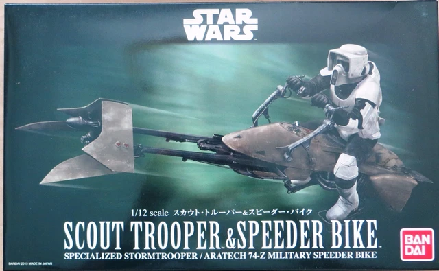 BANDAI SCOUT TROOPER & Speeder Bike 1/12 Scale Kit Star Wars ROTJ ...