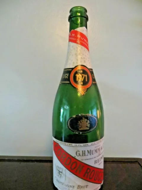 1971 Cordon Rouge  G.H.MUMM & CO. Reims France champagne brut green glass bottle