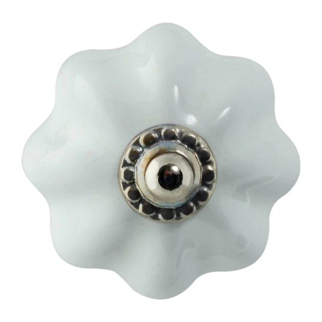 1x Blanc Bloc 4.5cm Floral Céramique Bouton de Tiroir Armoire Poignées de Porte