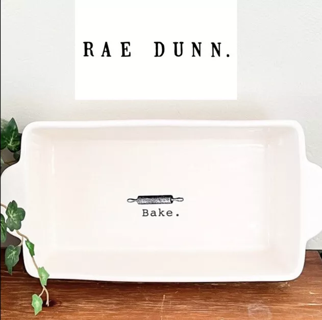 Rae Dunn 8x10 LL DEVOUR Ceramic Bake Pan Bakeware Baking Dish by Magenta *
