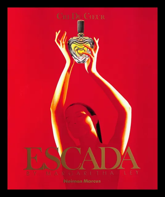 1990 Escada Perfume By Margaretha Ley Vintage PRINT AD Red Gold Neiman Marcus