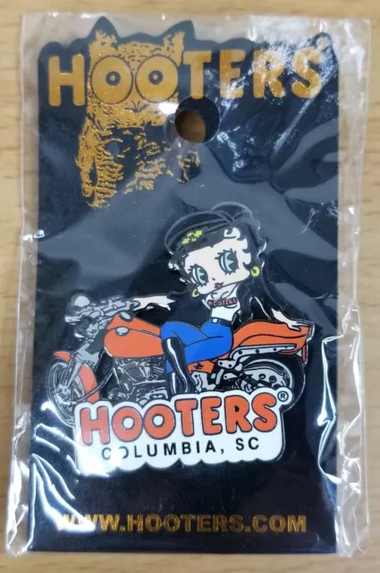 Hooters enamel pin Betty Boop by Motorcycle Columbia SC New in package HTF