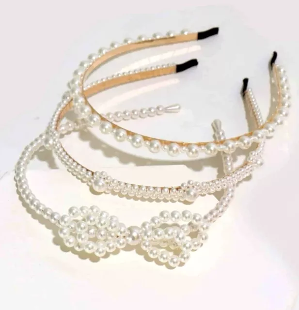 Girls Womens  Rhinestone Pearl Headband  Hair band Bridal hair accessories UK