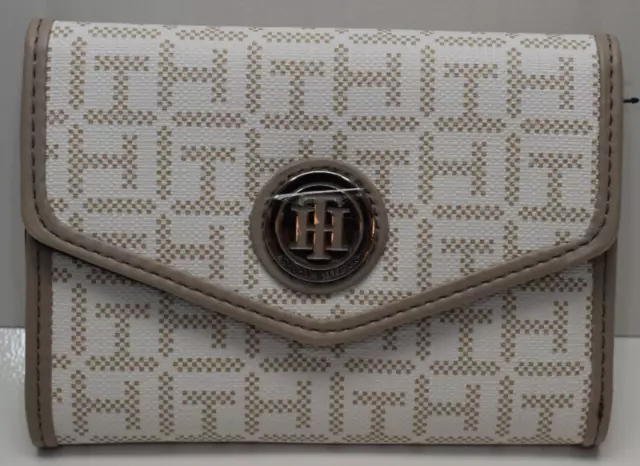 Tommy Hilfiger Small Wallet Clutch White Taupe New! NWT