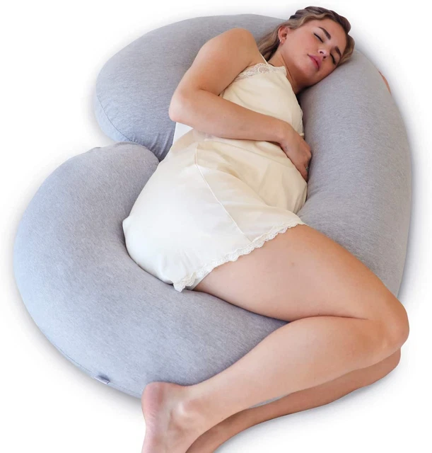 Pillow Pregnancy Pillow C-Shape Full Body Maternity Pillow (Grey Jersey Cover)