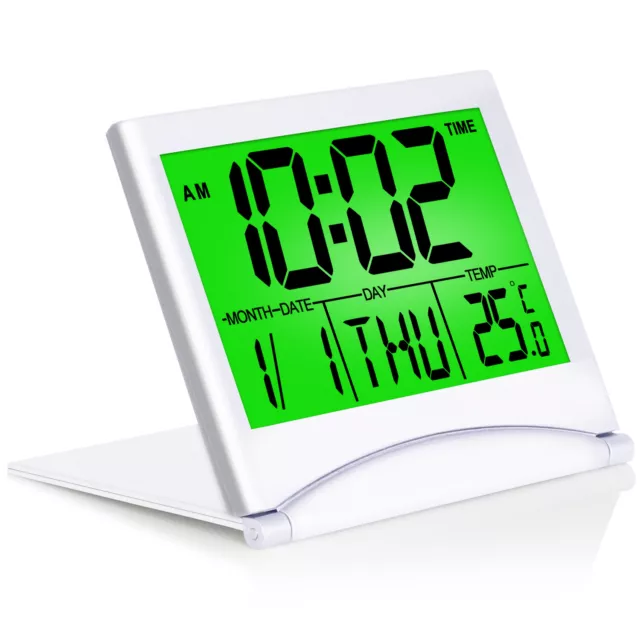 Betus Digital Travel Timer LCD Clock with Backlight - Compact LCD Desk Clock