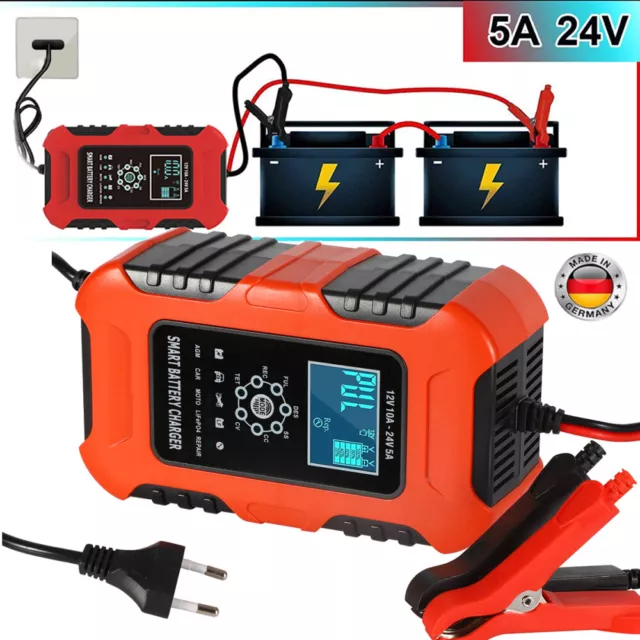 12V 24V Intelligente KFZ Auto Batterie Ladegerät Impuls Reparatur Akku Tragbar