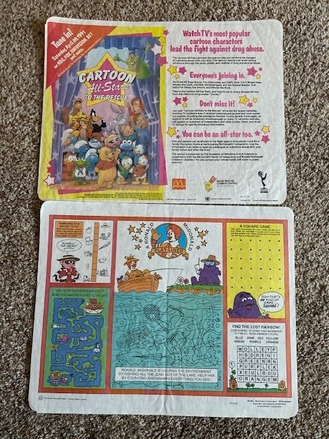 1991 & 1993 McDonalds Tray Liners