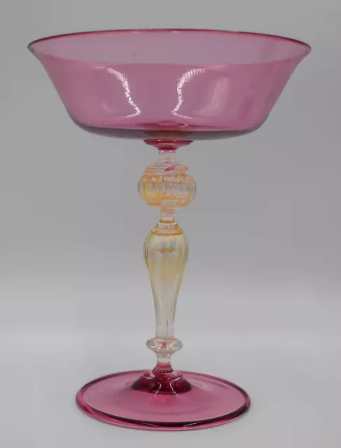 Pair of Salviati Murano Venetian Champagne Toasting Glasses - Pink 2