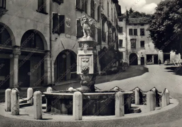 1950c ASOLO Fontana maggiore Treviso Cartolina foto Mazzotti