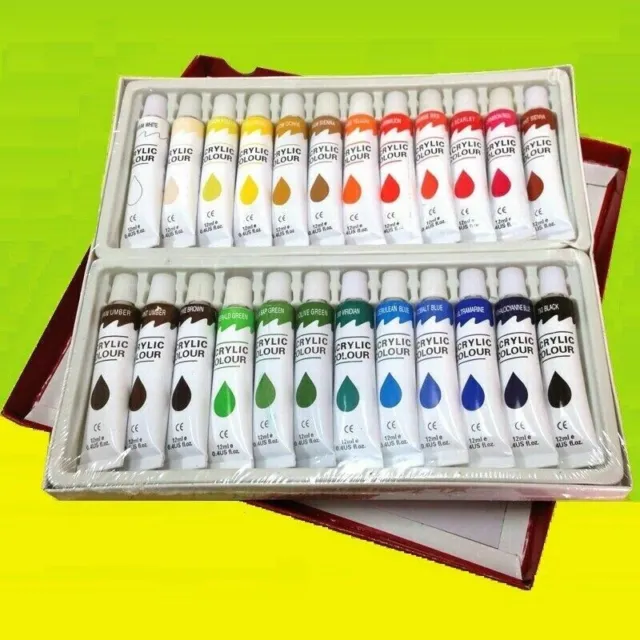 24 PC ACRYLIC Paint Set Professional Color Painting 12ml Tubes high quality