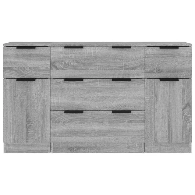 AX Credenza 3 Mobiletti 3Cassetti Moderna Grigio Sonoma Minimalista Casa 3115826