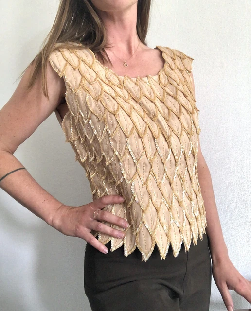 Blouse EMMA PERNELLE Kaki Avec Sequins Dorés - Taille 40 - Occasion En Bon état