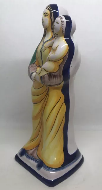 Belle Statue Vierge Marie / Sainte Vierge À L'enfant Céramique Nervers H 26,5 Cm 2