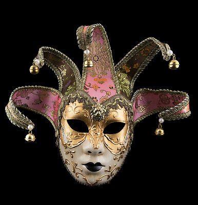 Mask from Venice Jolly Face Golden IN 5 Spikes for Prom Carnival - 761