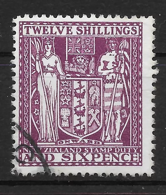 NEW ZEALAND SGF156 1935 POSTAL FISCAL 12/6 DEEP PLUM USED (r)