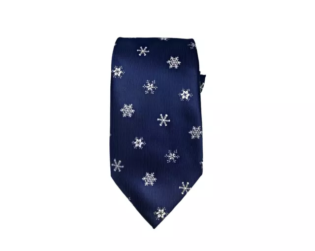 CRAVATTA IN SETA 148x8 NATALE SNOW CLASSICA BLU ITALY UOMO