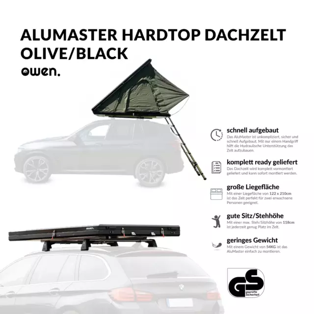 DACHZELT OWEN ALUMASTER Hardtop Autodachzelt olive/schwarz Dach