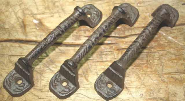 12 Cast Iron Antique Style RUSTIC Barn Handle, Gate Pull Shed Door Handles Fancy 3