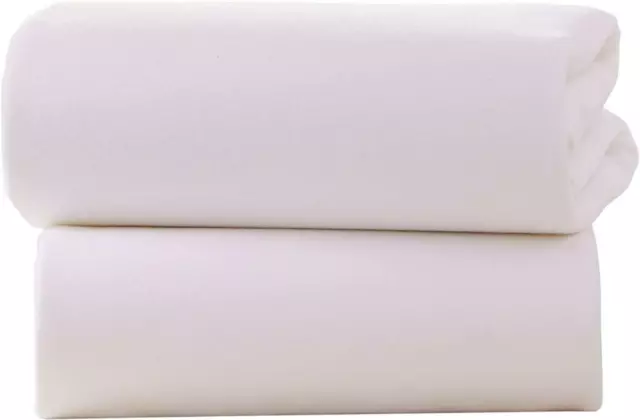 Clair de Lune Crib Pram Cot Cotton Jersey Flat Sheets 70 x 90cm Pack of 2 White