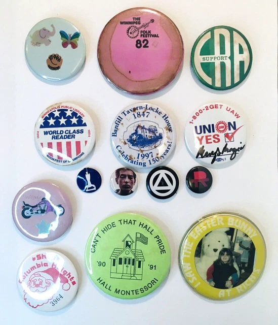 Junk Drawer Lot of 14 Button Pins for Harvest, Crafting, Repurpose Upcycle