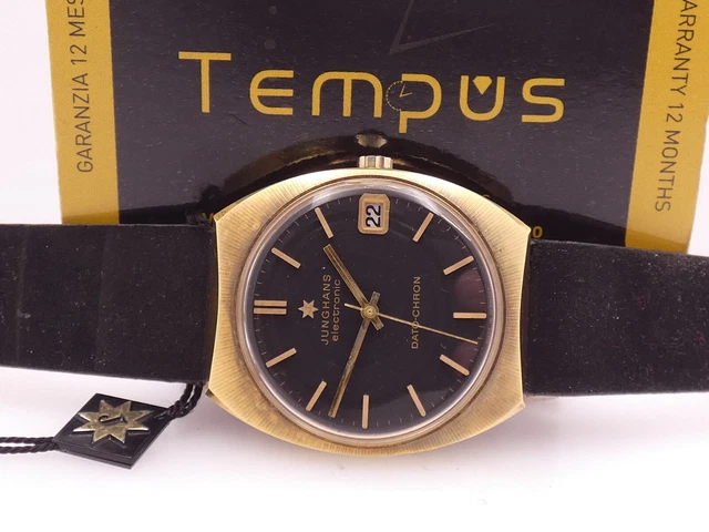 JUNGHANS ELECTRONIC DATO-CHRON NEW OLD STOCK ORO 18 KT G.F ANNI '70s OROLOGIO
