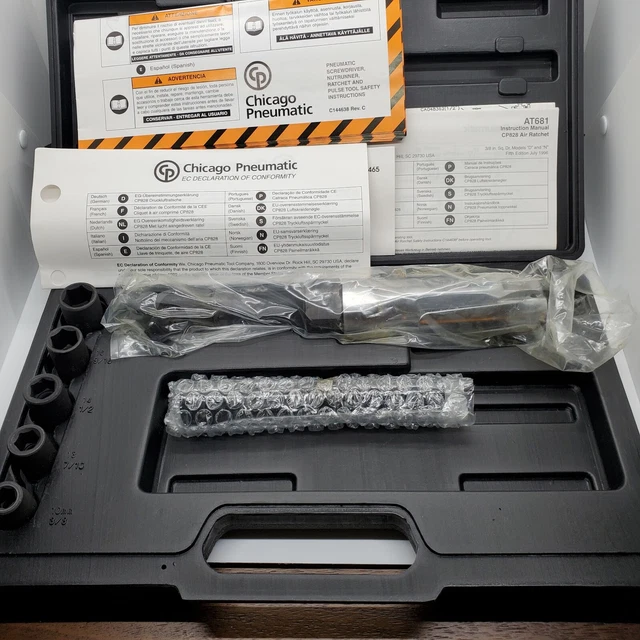 Chicago Pneumatic #828 Heavy Duty 3/8 Air Ratchet Kit w/5 Impact Sockets Set
