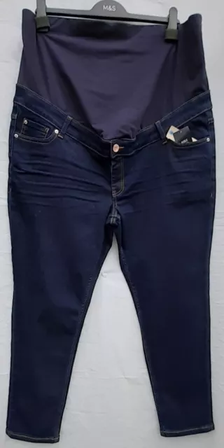 Pantalones de mezclilla índigo para dama M&S. Talla 20. Recortado. Elástico.   Nuevo con etiqueta.