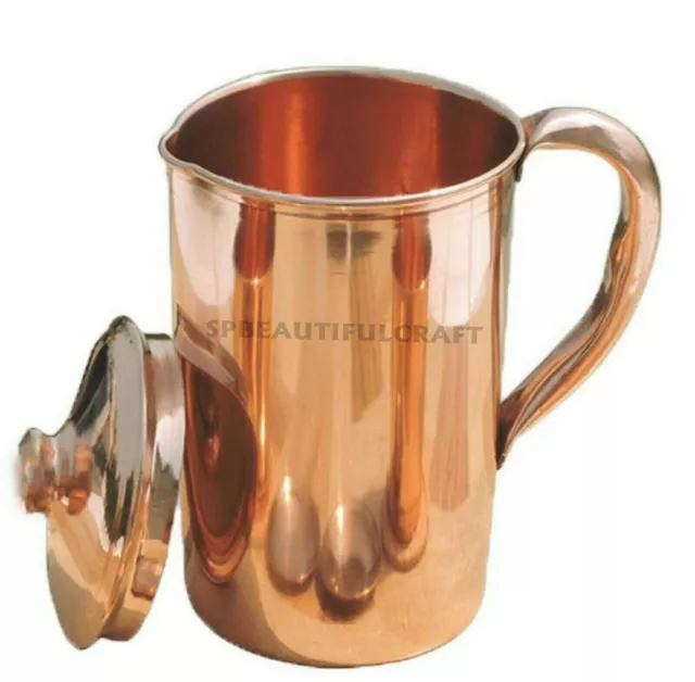 Handmade Copper Water Pitcher Jug Water Drinking Tumbler Health Benefits 1500ML