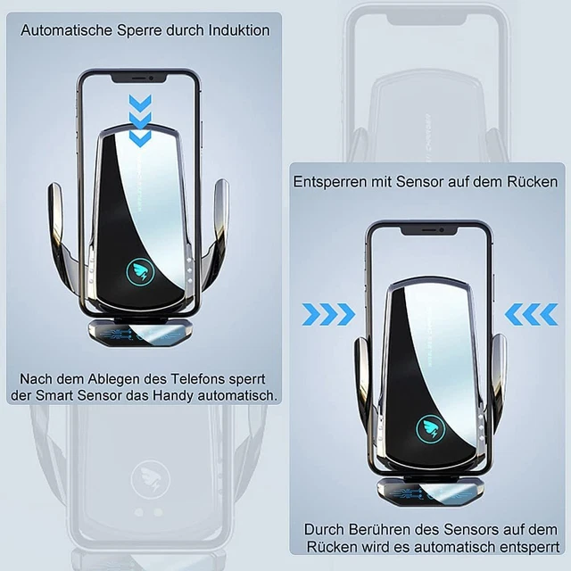 Qi Wireless Charger Auto Handyhalterung Induktions mit ladefunktion Clamping KFZ 11