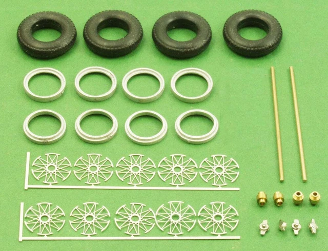Ensemble De 4 Roues Jantes à Rayons Pour Modélisme 1/43 - Diamètre 10.3mm - Non Peint - Marque Grünberg & Wolter