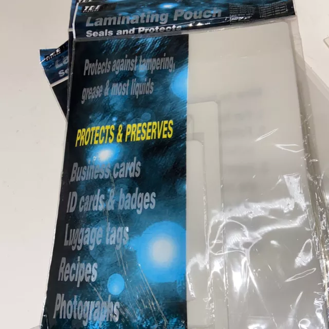 Lot Of 3 Hot Laminating Pouches 50pcs Each Various Sizes 150 Total Pieces