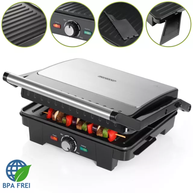 Grill électrique multifonction XL Grille-viande Presse à paninis Plancha 2200W