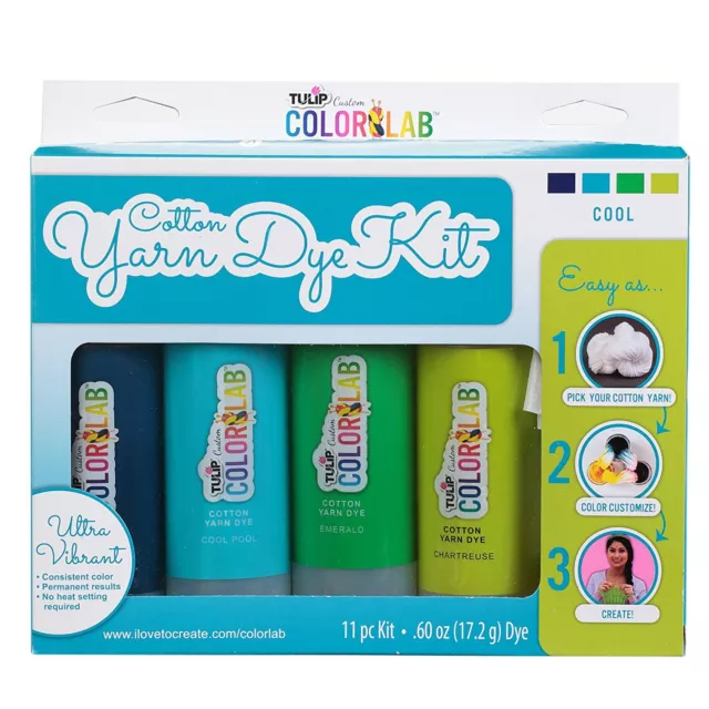 Arts And Crafts For Girls Yarn Dyeing Kit Tie Dye Powder Cool Colors 11 Pc Set