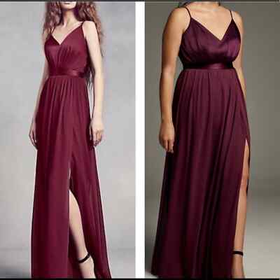 Charmeuse and Chiffon Bridesmaid Dress White by Vera Wang size 2 WINE