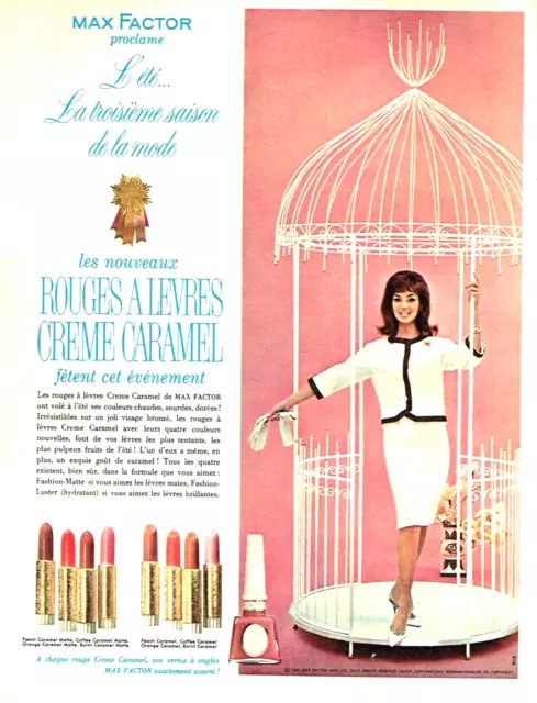 Publicité Advertising 0124 1963   Maquillage lèvres Max Factor 3°  saison mode