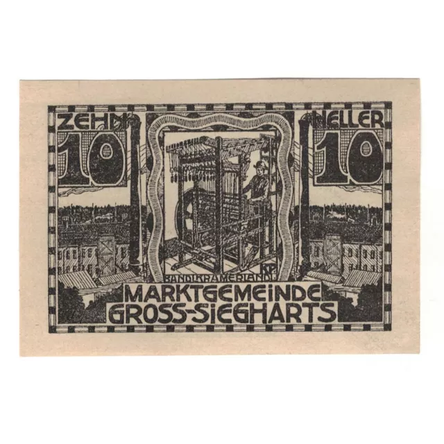 [#324433] Banknote, Austria, Gross-Siegharts N.Ö. Gemeinde, 10 Heller, personnag 2