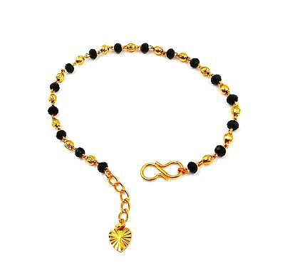 Indian Traditional Gold plated Brass Beads Hand Mangalsutra Bracelet For Women