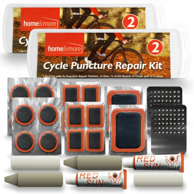 13 Piece Bicycle Puncture Repair Kit Bike Cycle Inner Tube Glue Patch Chalk