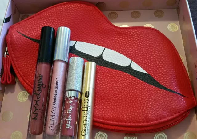 BRAND NEW NYX, Ciate, Almay, & Grande Lips Lipgloss Set with Makeup Bag!!