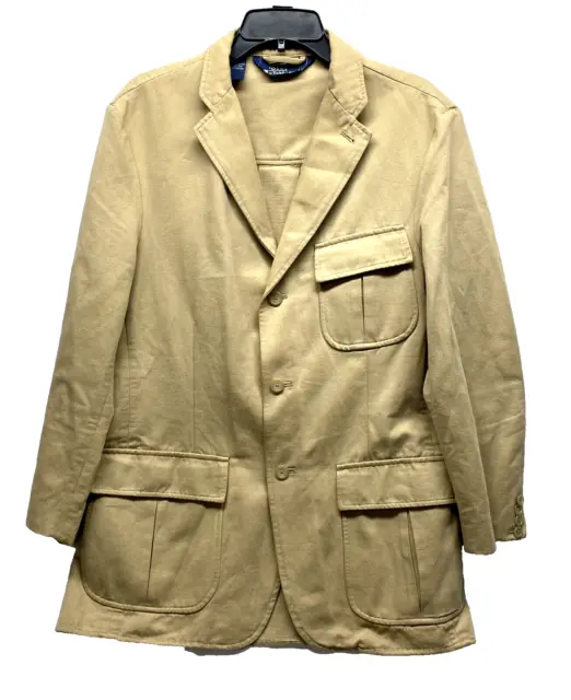 Polo Ralph Lauren Medium Tan Cotton/Hemp Field Canvas Jacket Blazer (E6)