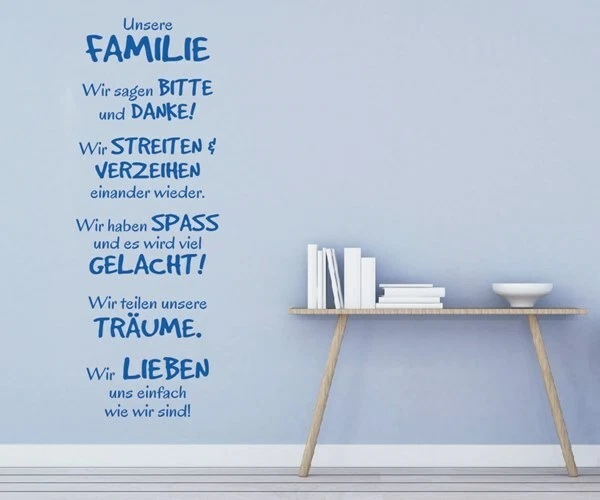 WANDTATTOO SPRUCH FAMILIE Wir sagen bitte danke Wandsticker Wohnzimmer