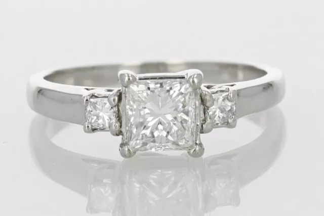 .89ctw Princess Diamond Solitaire with Accents Engagement Ring Platinum Size 6.5