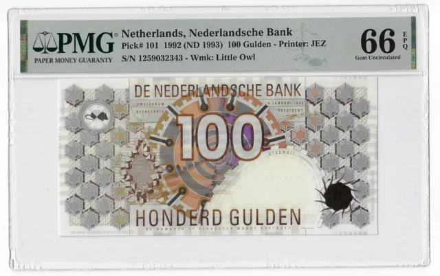 Netherlands 100 Gulden 1992 Unc pn 101 PMG 66 EPQ, Banknote24