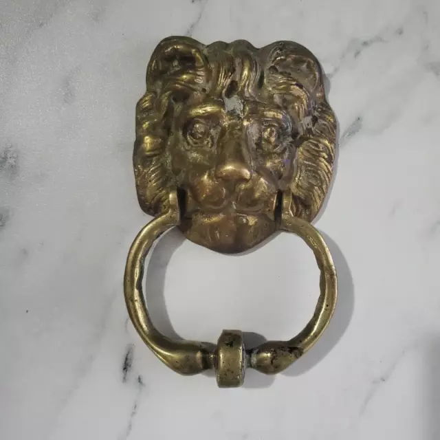 Vintage Heavy Brass Lion Head Door Knocker Screws Required