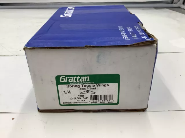 NEW Grattan Zinc Plated Spring Toggle Wings 1/4 Dril Dia. 3/4" 100 Pieces