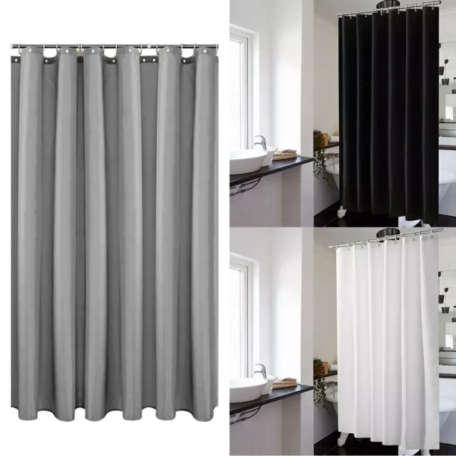 Extra Long Fabric Shower Curtain Waterproof With Hooks Weighted Hem 180 X 200cm