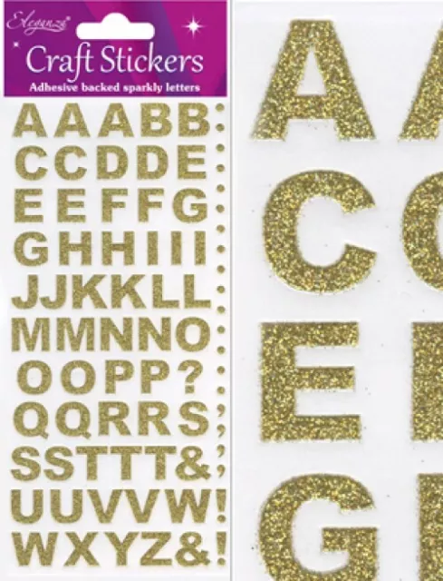Glitter Capital Letter Silver Alphabet Stickers Craft Small/large  Embellishments