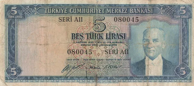 Turkey 5 Turk Lirasi 1930